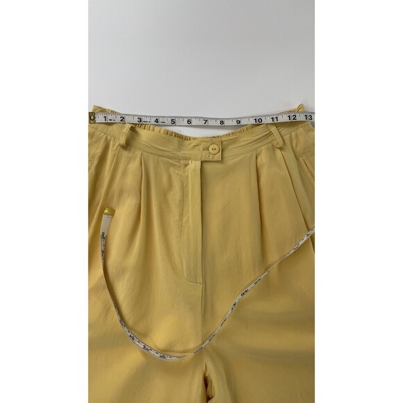 Spring Soft Butter Yellow Silk Pleated High Waisted Pants Womens Pants 26 x 29 - Picture 10 of 16